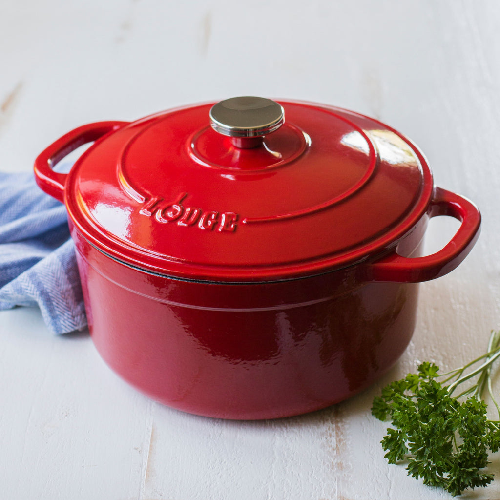 Enameled Cast Iron 5.5 Quart Dutch Oven, in Red